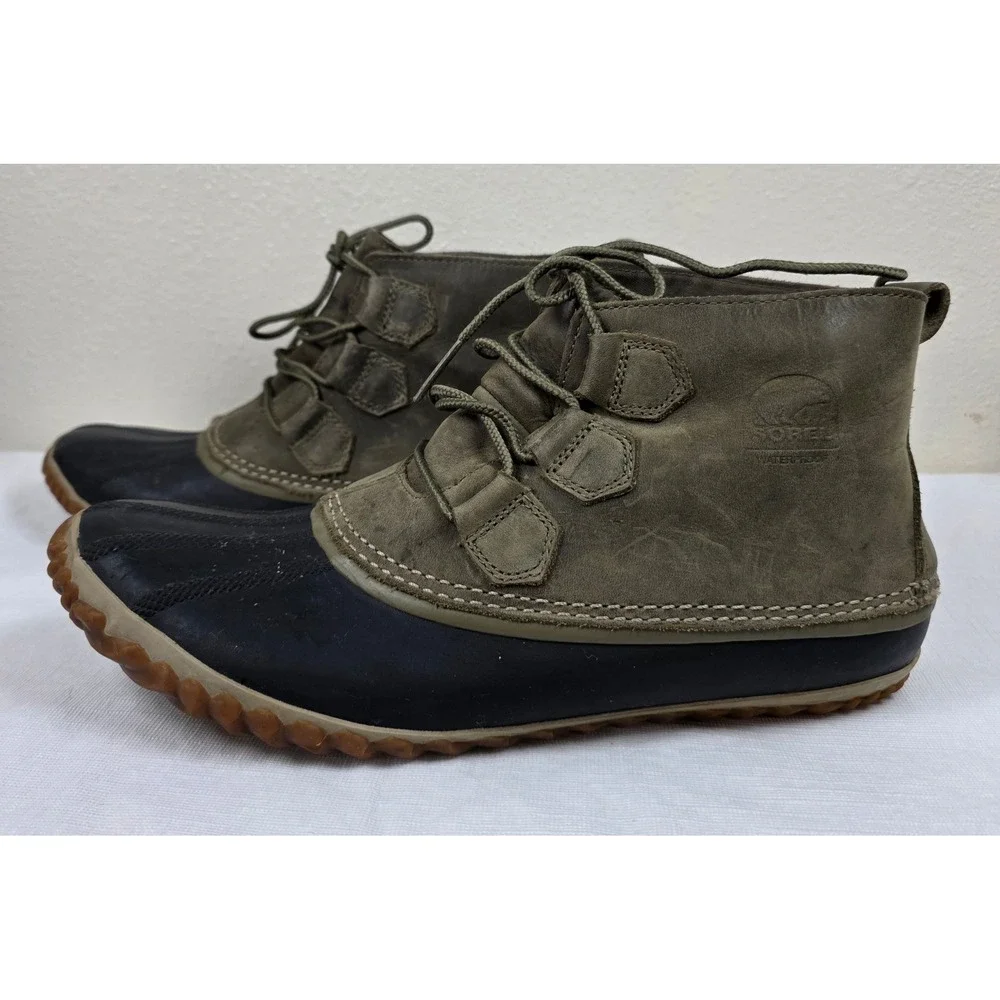 Sorel Out N About Leather Duck Boots olive  Waterproof Women 11 Granola Gorpcore - Picture 4 of 8